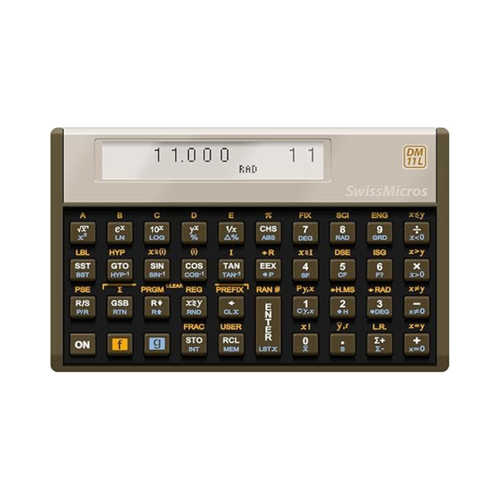 SwissMicros DM11L RPN scientific calculator, front view